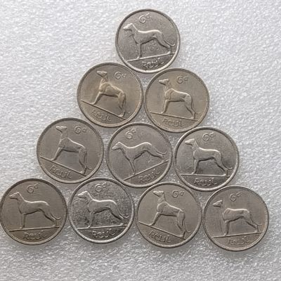 【铜匠收藏】第『63』散币 少量批发局《接受代拍 代送NGC评级》 - 爱尔兰 6便士 10枚 镍币 有两枚 1928的