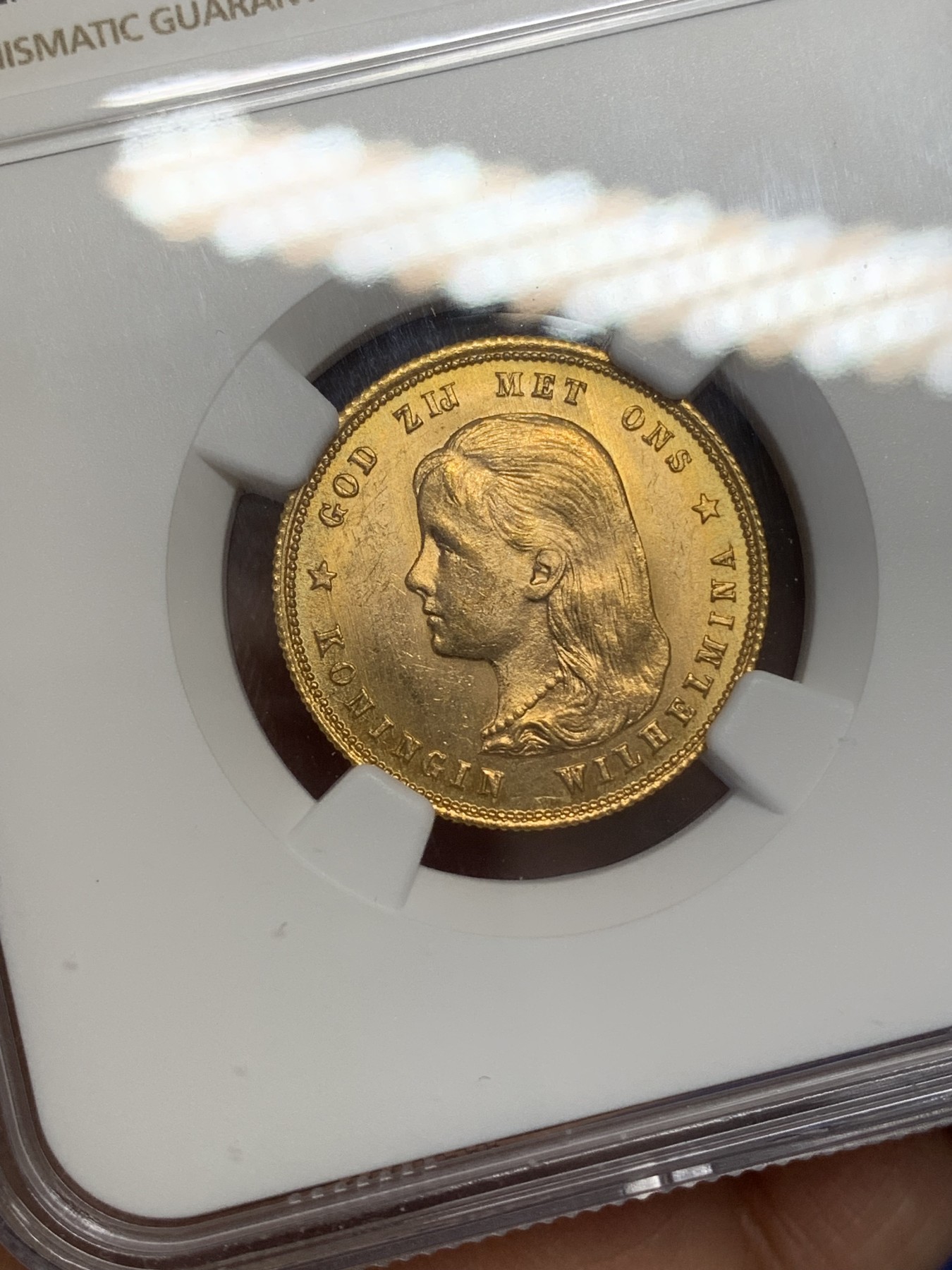 《竞宝斋》第219场-周日，周一 2场 (全场包邮) NGC-MS64 1897荷兰威廉明娜10盾金币 热门大涨品种金萝莉 双面深打收藏级好品