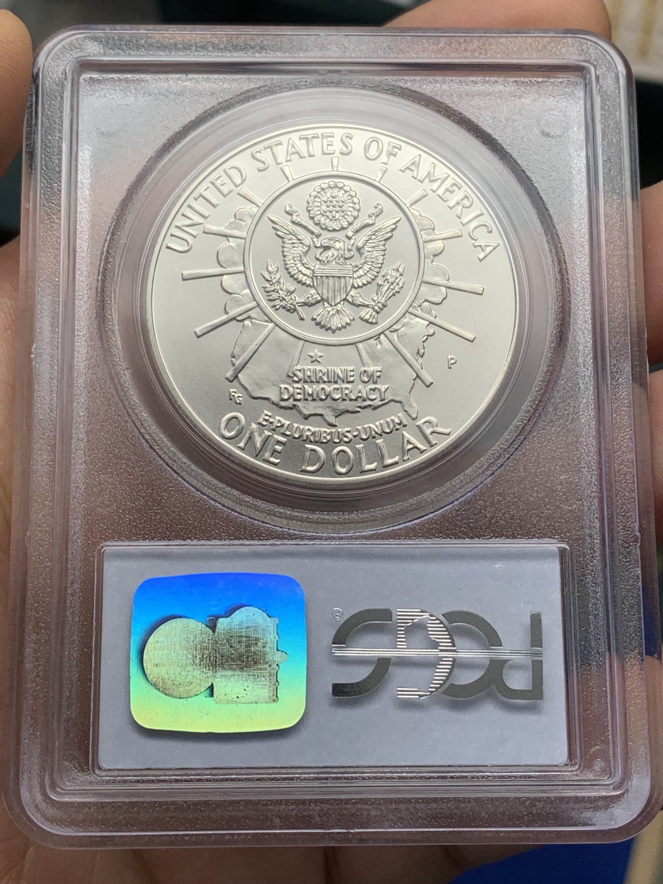 《竞宝斋》第219场-周日，周一 2场 (全场包邮) PCGS-MS69 美国1991年拉什莫尔总统山纪念磨砂银币