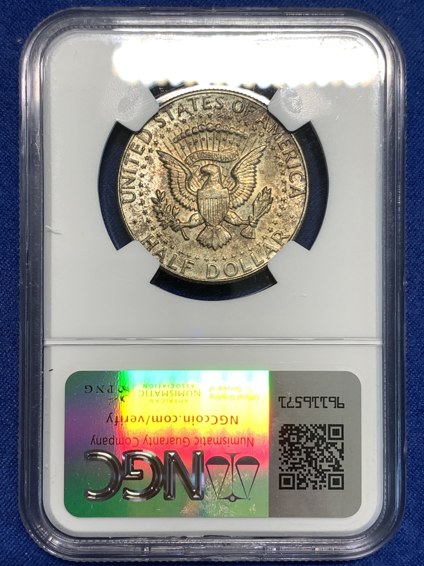 《竞宝斋》第219场-周日，周一 2场 (全场包邮) NGC-MS63 美国1964年肯尼迪半美元首年份900银，双面包浆，给分不易