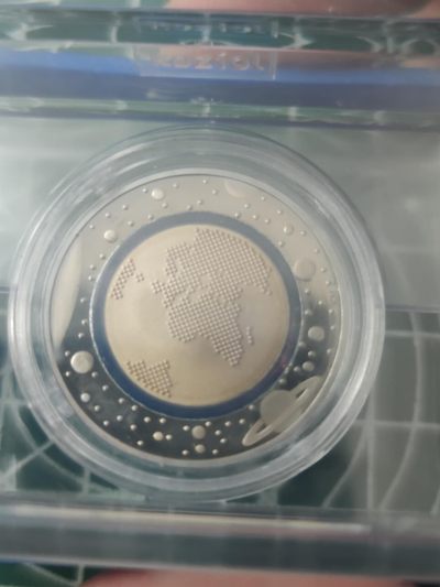 燕姐换藏第70拍 德国2016年蓝色地球镶嵌圆环精制纪念币五欧元