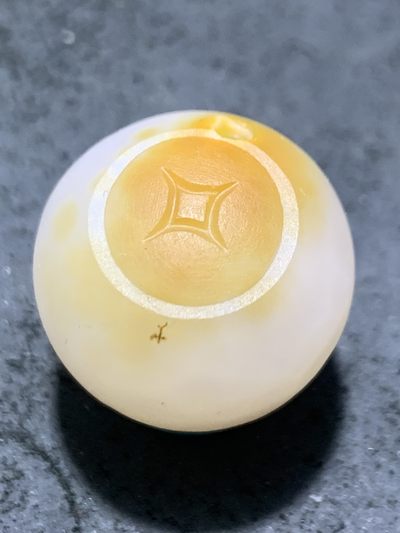 精美冰飘冻料战国红玛瑙手工俏色巧雕金钱币2.0珠一颗 - 精美冰飘冻料战国红玛瑙手工俏色巧雕金钱币2.0珠一颗