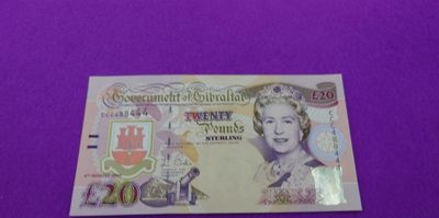 【世界钱币】精选微拍第85期暨2023年第三十二期 部分卖剩杂货大卖场(欧美洋洲篇) 2004年直布罗陀20镑纪念钞 豹子号444 全新绝品