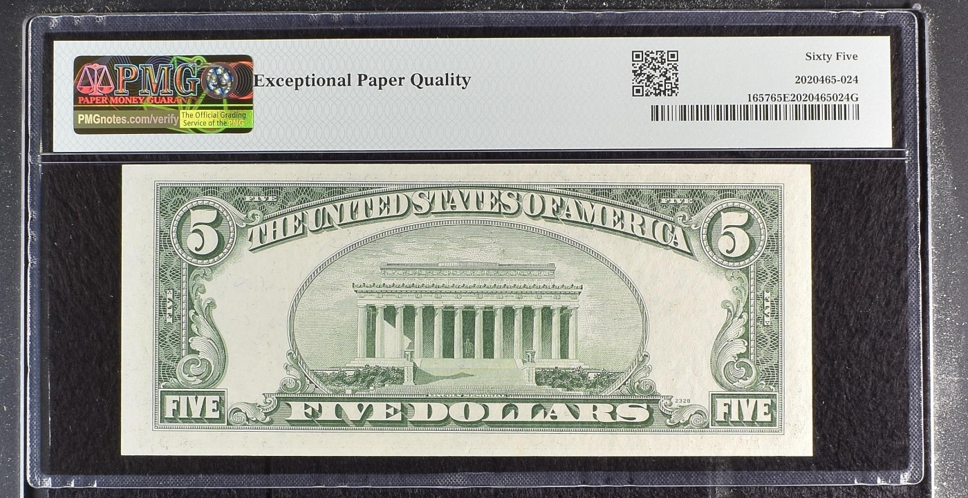 收藏联盟Quantum Auction 第307期拍卖  美国1953年5美元银币券 PMG65