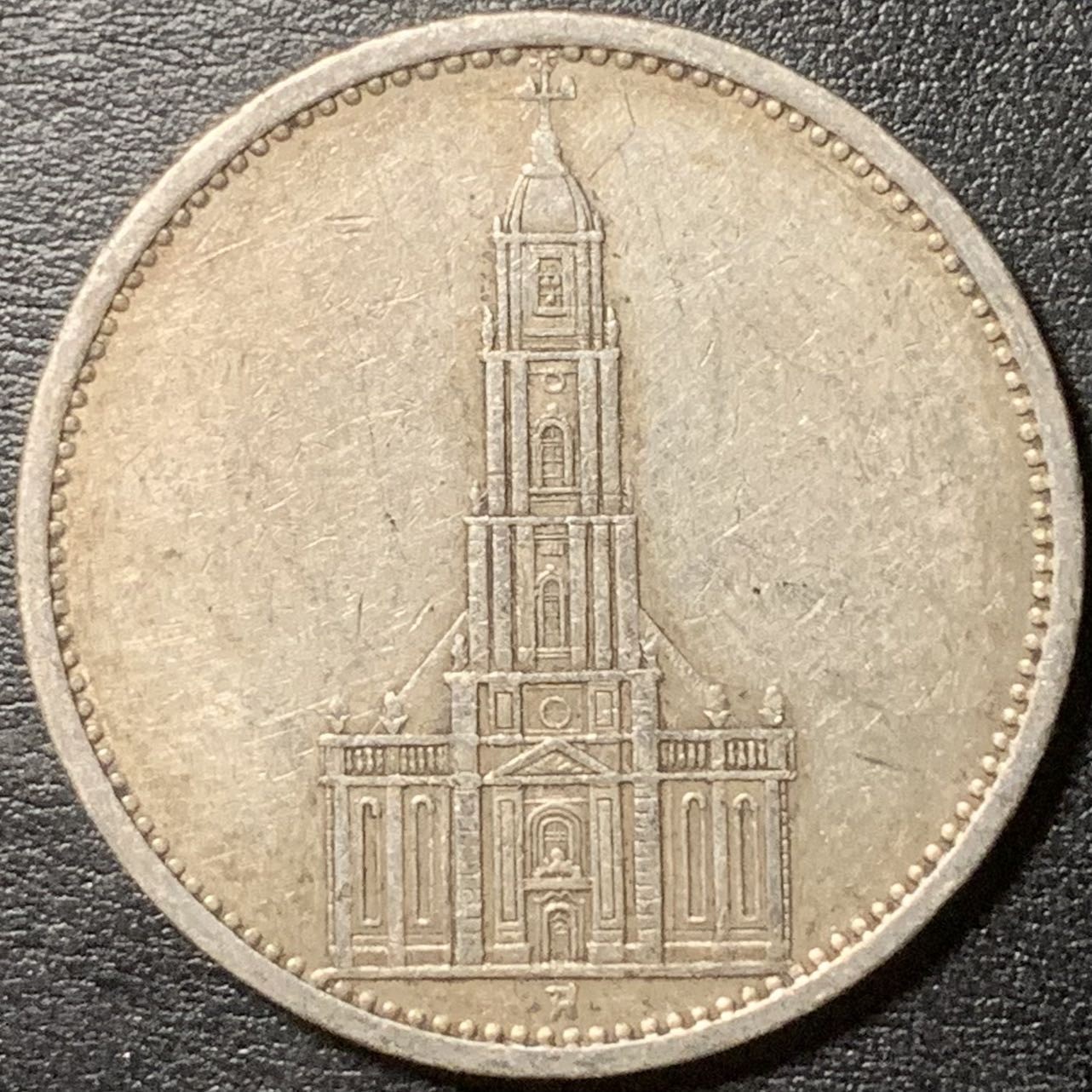 紫瑗钱币——第326期拍卖 德国 1934年 A版 波茨坦教堂 5马克 13.9克 0.9银