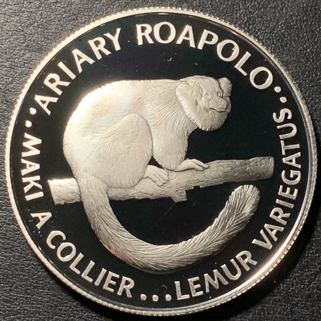 紫瑗钱币——第326期拍卖 马达加斯加 1988年 濒危野生动物 狐猴 20阿里 19.44克 0.925银 精制
