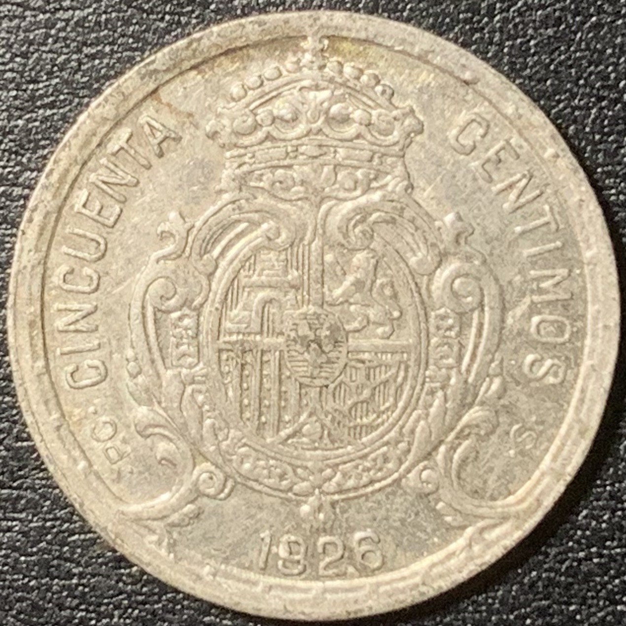 紫瑗钱币——第326期拍卖 西班牙 1926年 阿方索十三世 50分 2.5克 0.835银