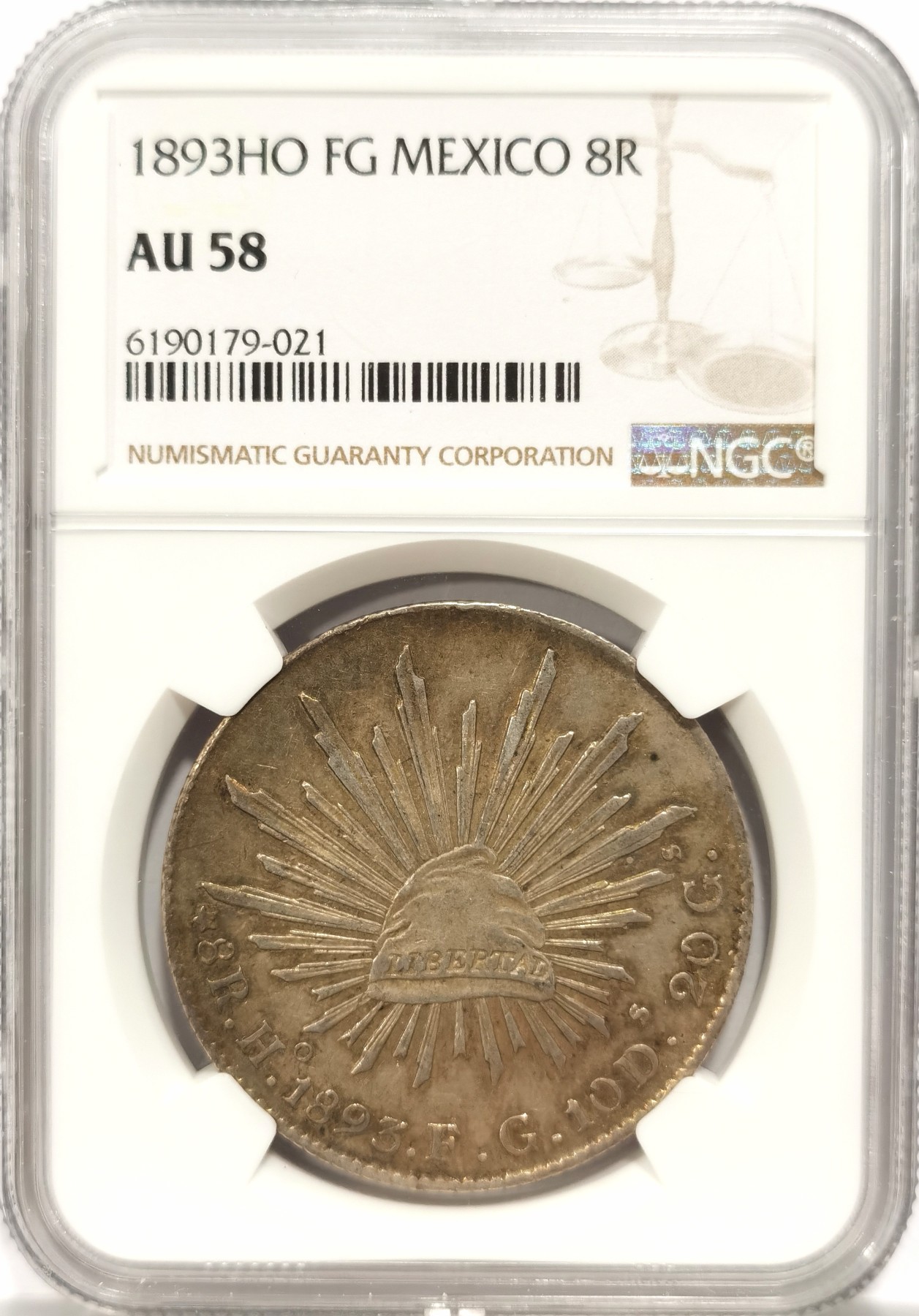 博洋堂【北京钱博会拍卖周】精品专场暨第54期（全场包邮） NGC AU58 墨西哥1893年Ho FG版花边鹰洋