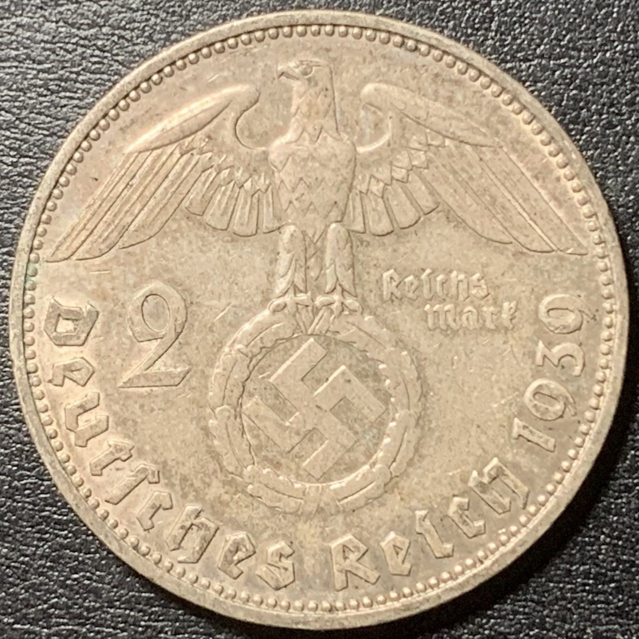 紫瑗钱币——第326期拍卖 德国 1939年 J版 兴登堡 字符 2马克 8克 0.625银