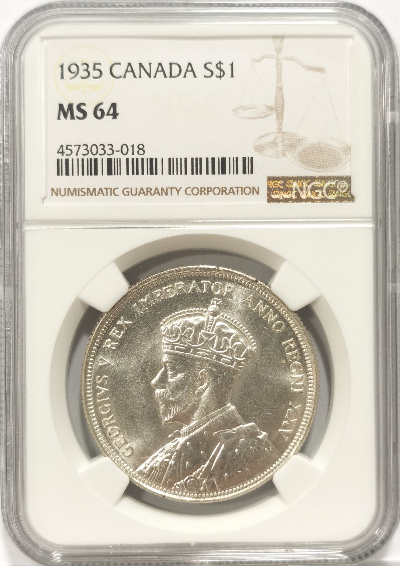 博洋堂【北京钱博会拍卖周】精品专场暨第54期（全场包邮） NGC MS64 加拿大1935年1元银币