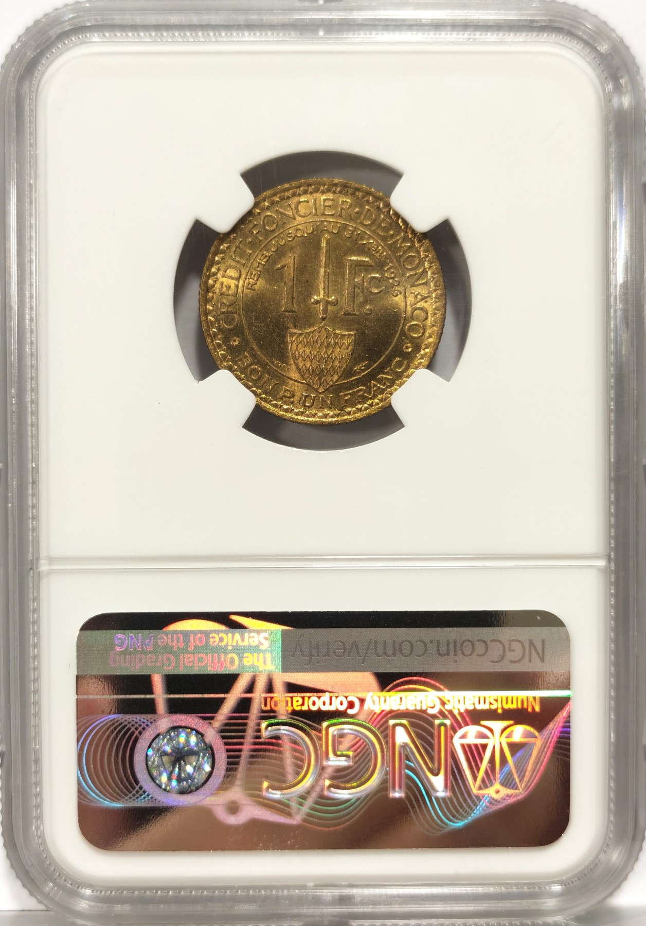 博洋堂【北京钱博会拍卖周】精品专场暨第54期（全场包邮） NGC MS64 摩纳哥1924年1法郎