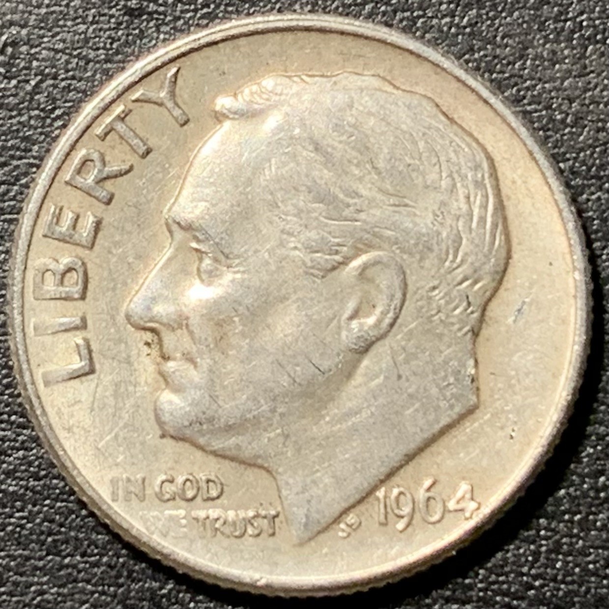 紫瑗钱币——第326期拍卖 美国 1964年 D版 罗斯福 10美分 2.5克 0.9银 UNC