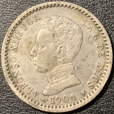 紫瑗钱币——第326期拍卖 - 西班牙 1904年 阿方索十三世 少年头 50分 2.5克 0.835银