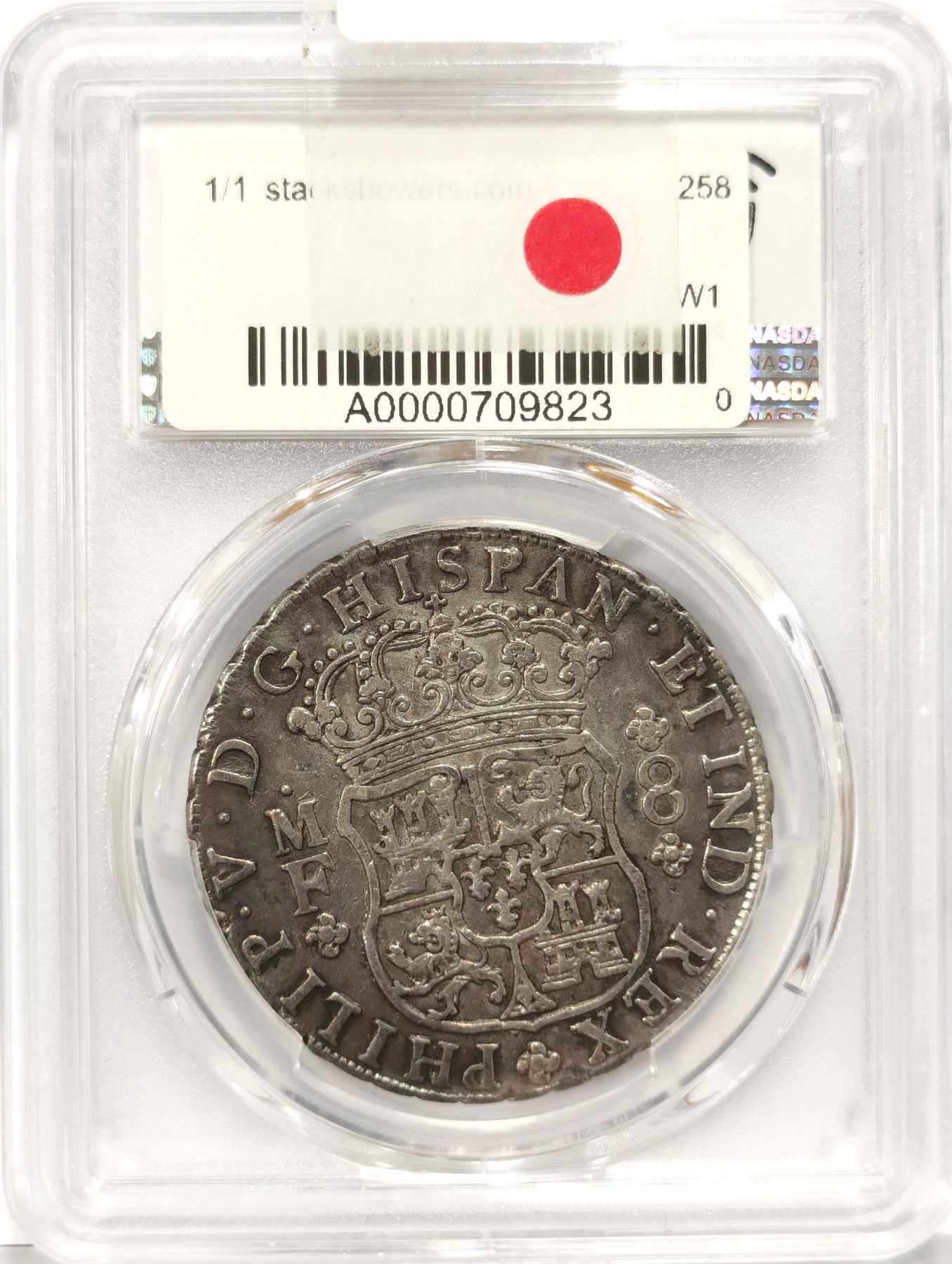 博洋堂【北京钱博会拍卖周】精品专场暨第54期（全场包邮） PCGS AU 西属墨西哥1737年MO MF菲利普五世地球双柱大银，难得早期年份地球，名家旧藏，独特包浆
