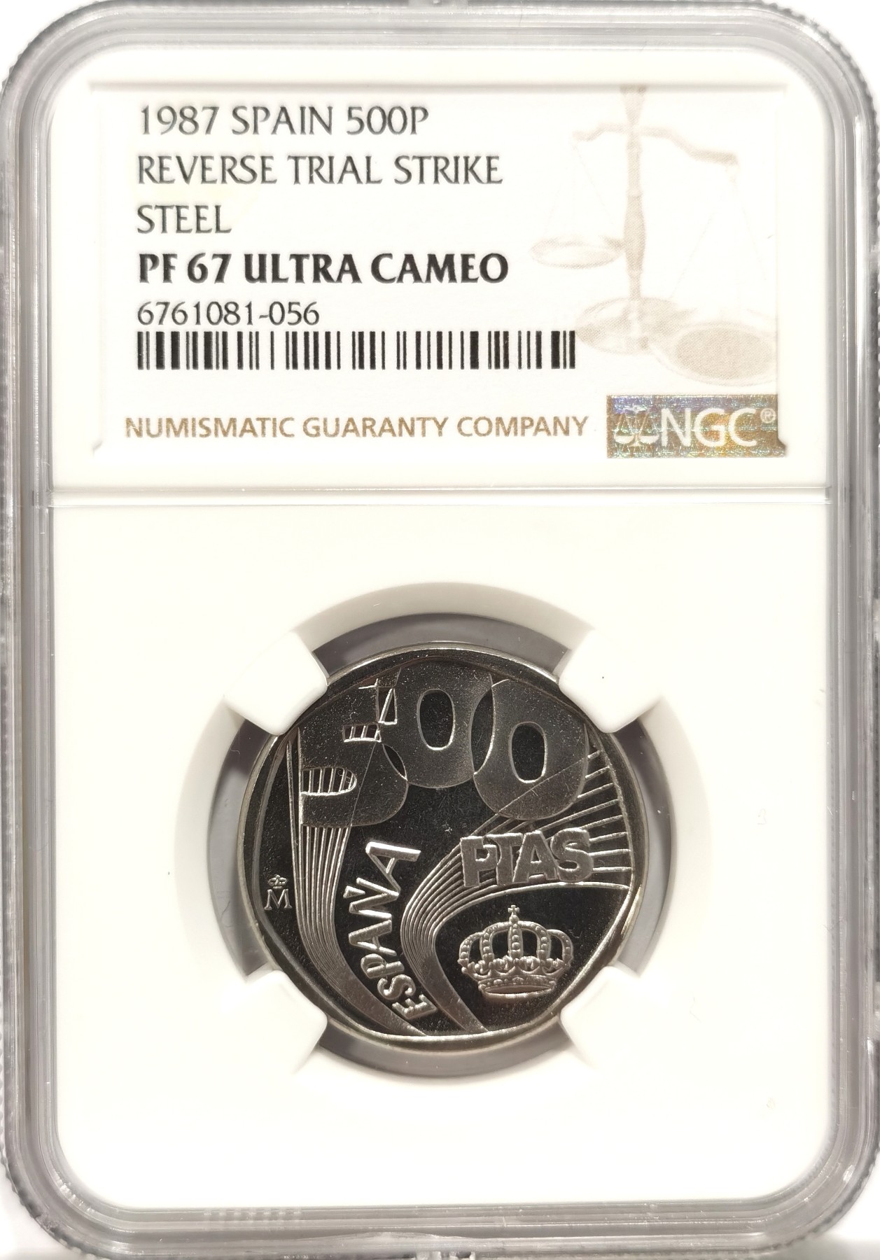 博洋堂【北京钱博会拍卖周】精品专场暨第54期（全场包邮） 稀！NGC PF67 1987西班牙卡洛斯一世500比塞塔样币，N盒唯一亚军分，更高分只有68分一枚。