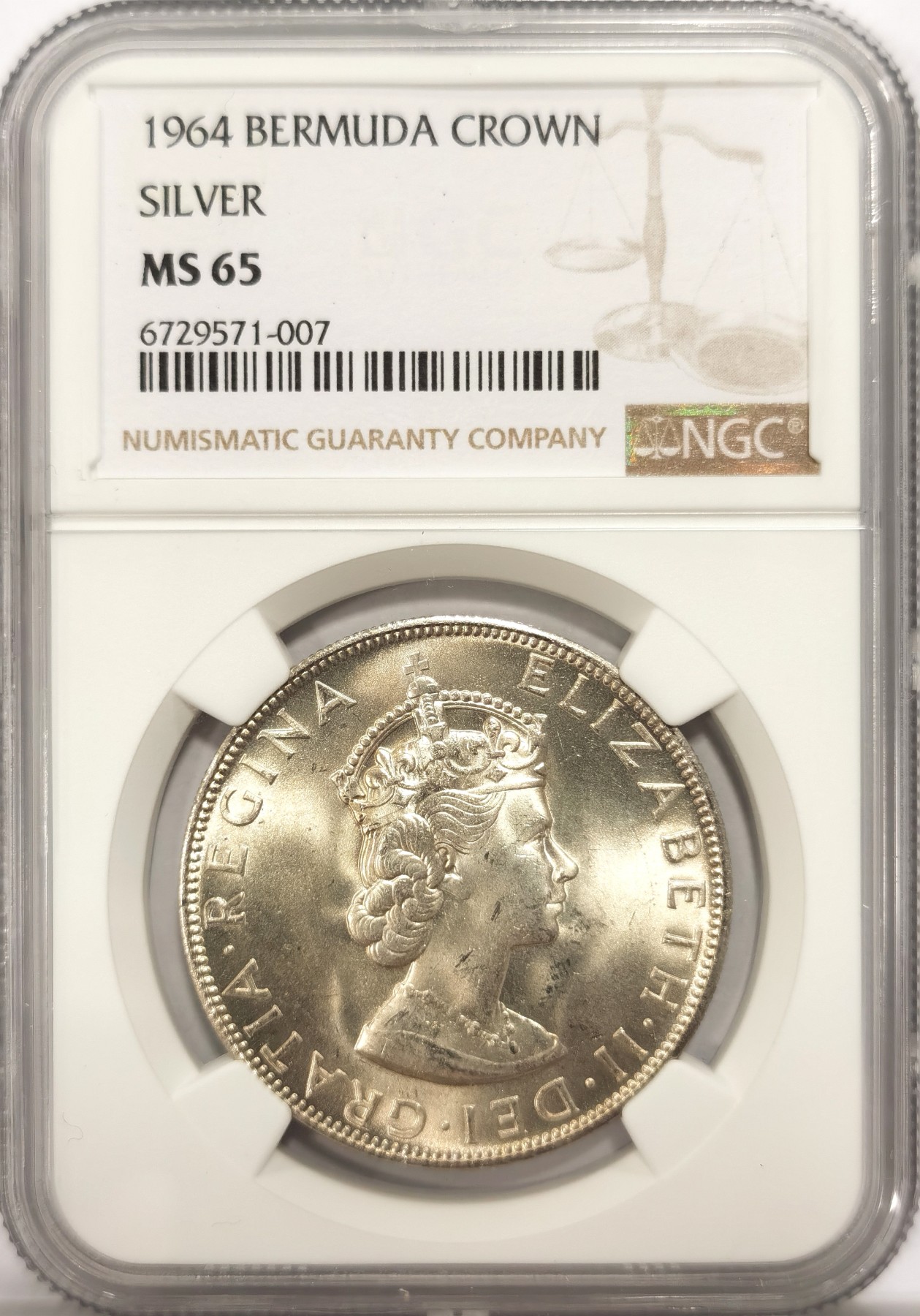 博洋堂【北京钱博会拍卖周】精品专场暨第54期（全场包邮） NGC MS65 百慕大1964年克朗银币，原卷拆出送评