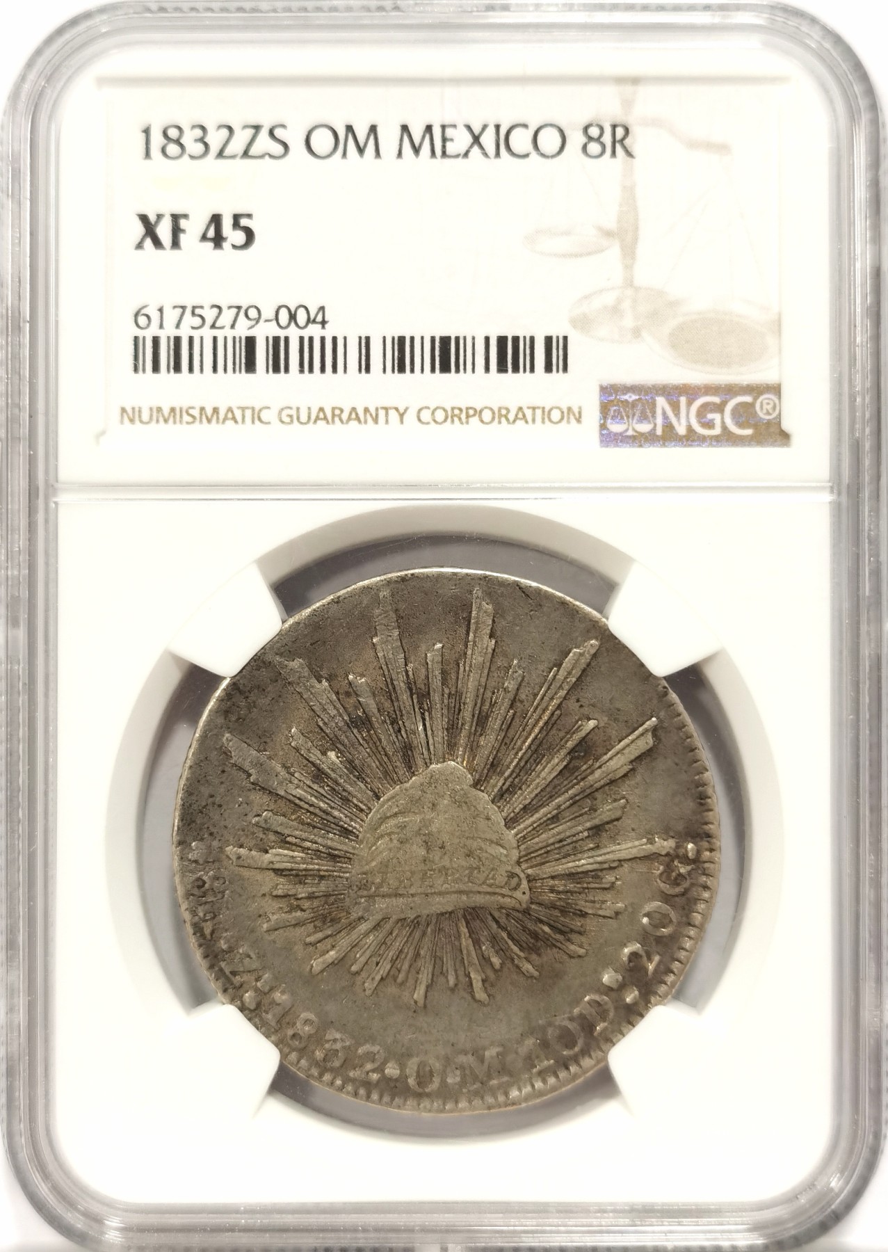 博洋堂【北京钱博会拍卖周】精品专场暨第54期（全场包邮） NGC XF45 墨西哥1832年Zs OM版花边鹰洋