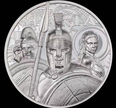 【北京钱博会拍卖周】+【海寕潮】拍卖第九十二期 - 【海寧潮J】库克2023年斯巴达勇士1盎司双面高浮雕纪念银币原价980元