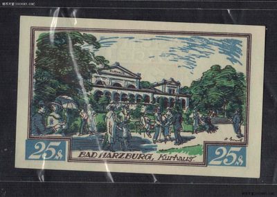 德国不伦瑞克地区1921年25芬尼 紧急状态币 背巴特哈尔茨堡的疗养宫 实物图 UNC 德国不伦瑞克地区1921年25芬尼 紧急状态币 背巴特哈尔茨堡的疗养宫 实物图 UNC