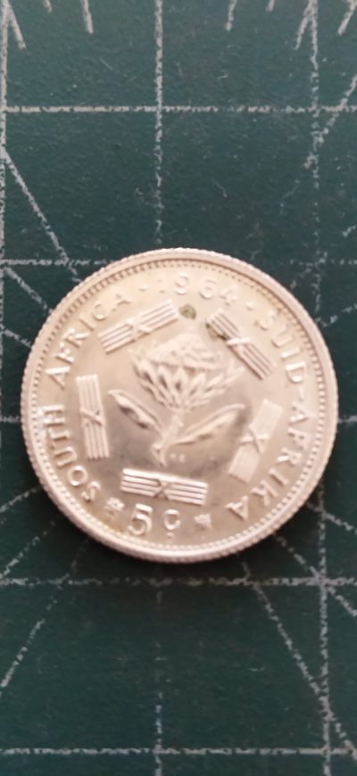 外国硬币初藏散币银币第11场 - 南非5分银币1964年原光未用。