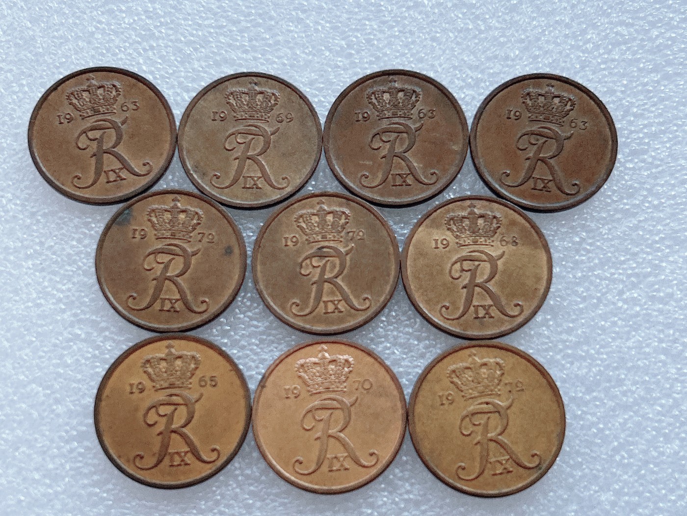 全场一元起拍 世界钱币散币、银币专场 第42期 丹麦6、70年代年5欧尔硬币 10枚