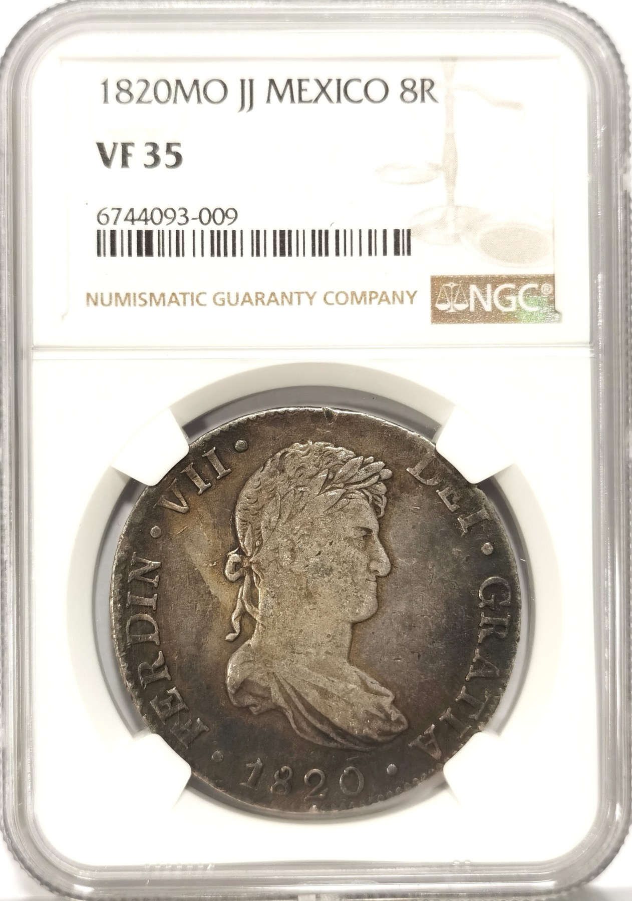 博洋堂【北京钱博会拍卖周】精品专场暨第54期（全场包邮） NGC VF35 西属墨西哥费迪南七世 小军装1820 8里亚尔 黑漆古包浆