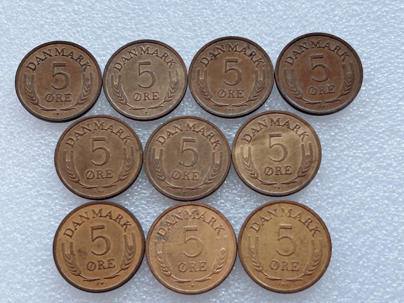 全场一元起拍 世界钱币散币、银币专场 第42期 丹麦6、70年代年5欧尔硬币 10枚