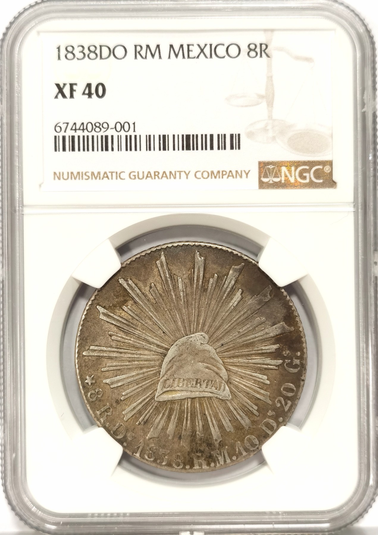 博洋堂【北京钱博会拍卖周】精品专场暨第54期（全场包邮） NGC XF40 墨西哥花边欧洲鹰洋DO 1838 RM 8里亚尔 五彩爆浆欧洲老鹰 收藏大热门 该年份难得