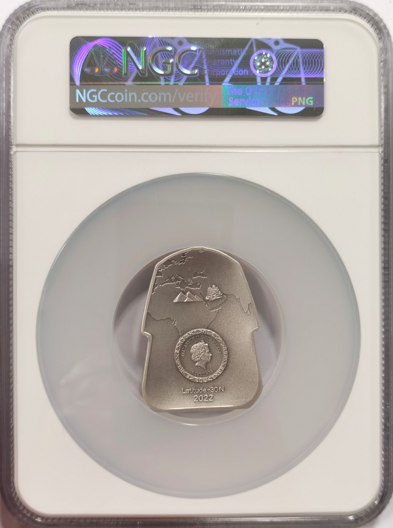 博洋堂【北京钱博会拍卖周】精品专场暨第54期（全场包邮） NGC MS70完美品相 纽埃2022年图坦卡门大银币，发行量333枚，NGC大盒，北纬30度题材
