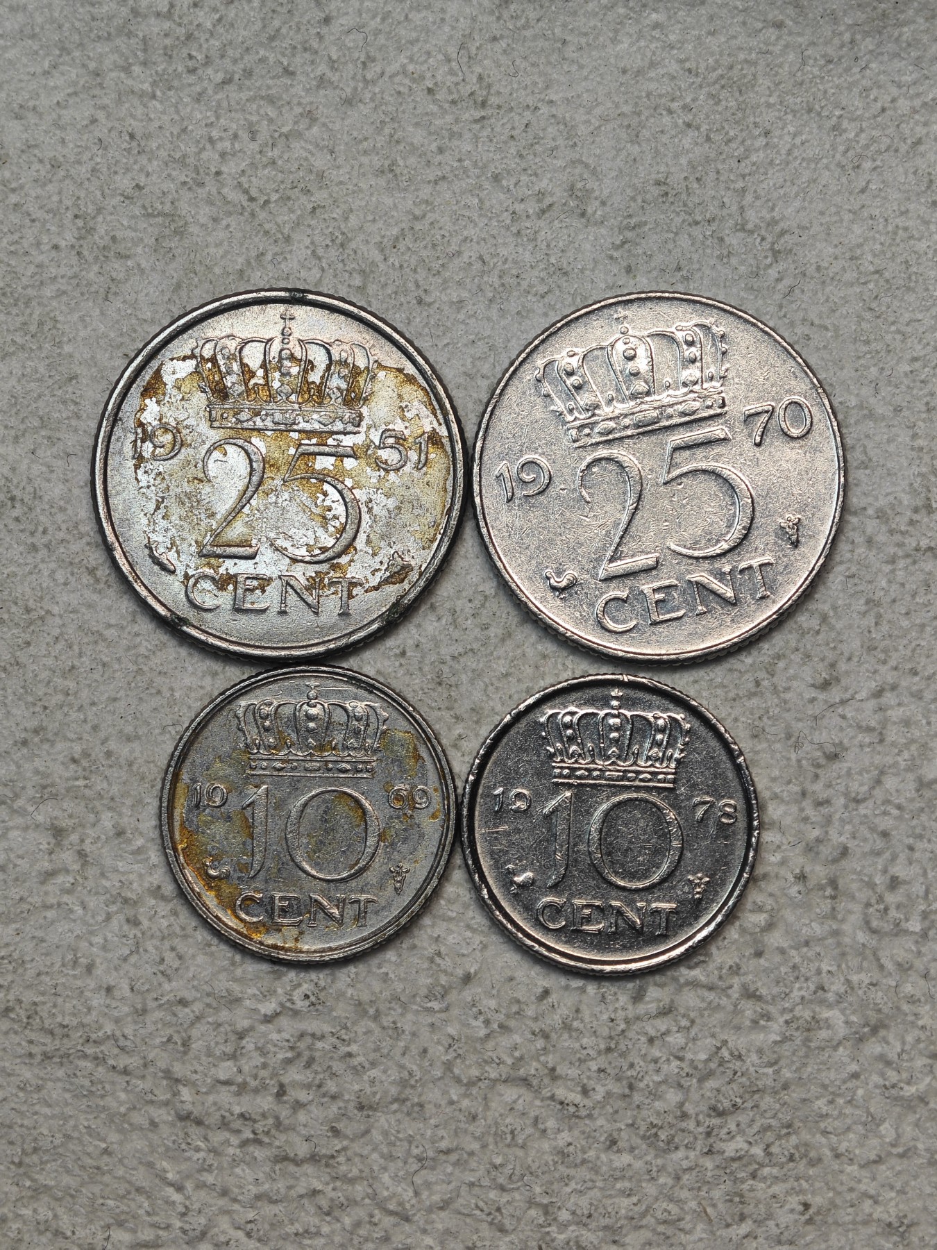 外国硬币收藏店第3期 荷兰朱莉安娜女王25、10分共4枚