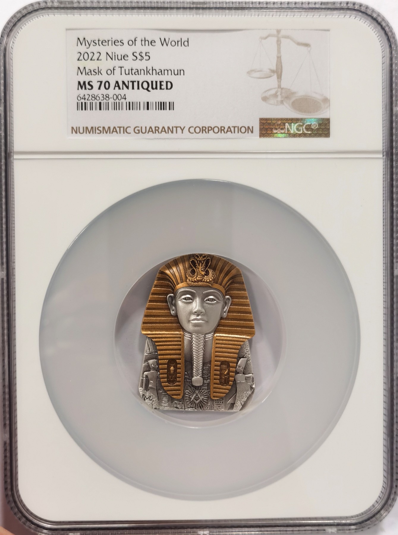 博洋堂【北京钱博会拍卖周】精品专场暨第54期（全场包邮） NGC MS70完美品相 纽埃2022年图坦卡门大银币，发行量333枚，NGC大盒，北纬30度题材