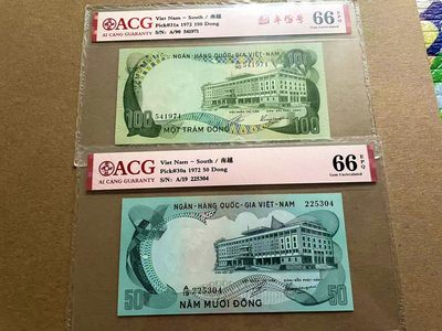 【Blue Auction】✨世界纸币精拍第399期【精】 【一组5张】南越 1972年50-1000盾 ACG66EPQ 