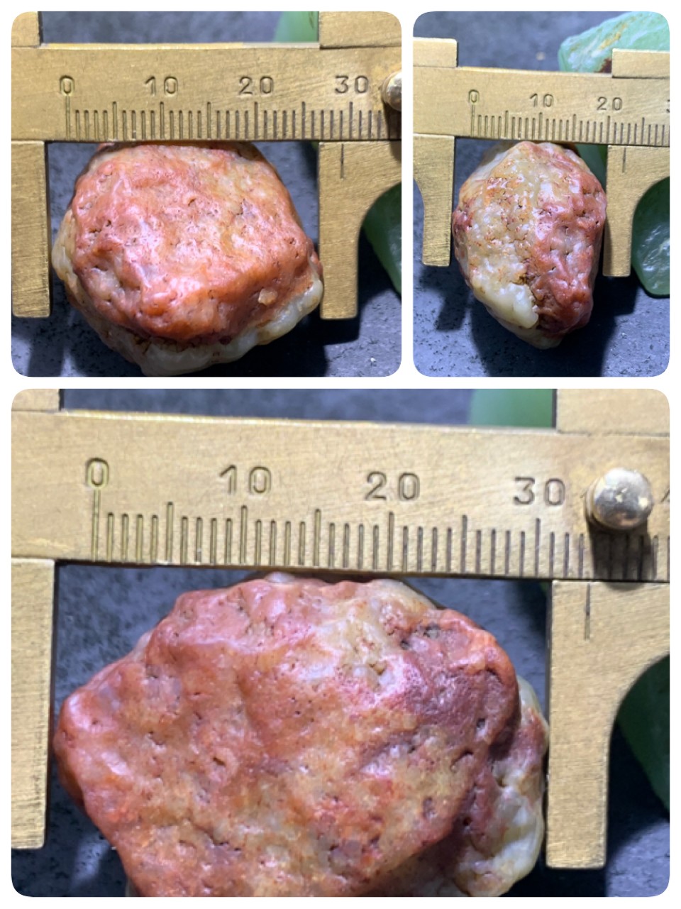 精美戈壁高玉化红白双色筋脉石原石一颗，