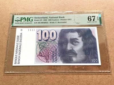 【Blue Auction】✨世界纸币精拍第399期【精】 瑞士 1983年100法郎 PMG67EPQ 高分 