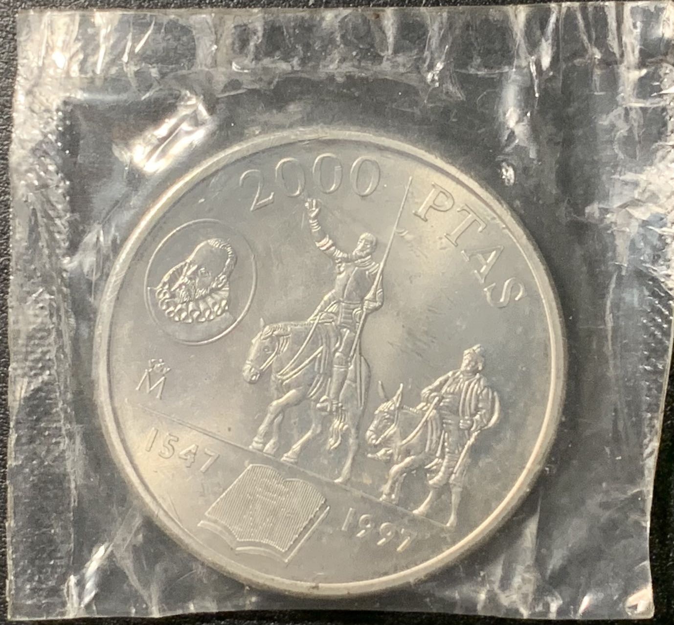 紫瑗钱币——第326期拍卖 西班牙 1997年 堂·吉诃德250周年 2000比塞塔 18克 0.925银 UNC 原封