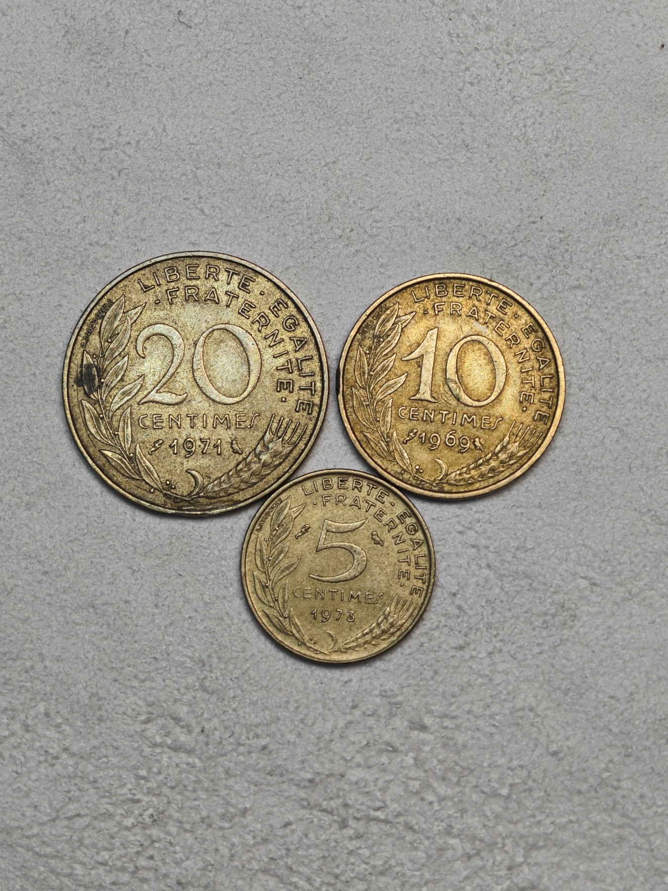 外国硬币收藏店第3期 法国女神20、10、5生丁铜币3枚