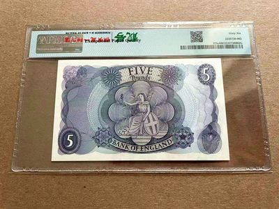 【Blue Auction】✨世界纸币精拍第399期【精】 【倒置号】英国 1970-71年5镑 PMG66EPQ  