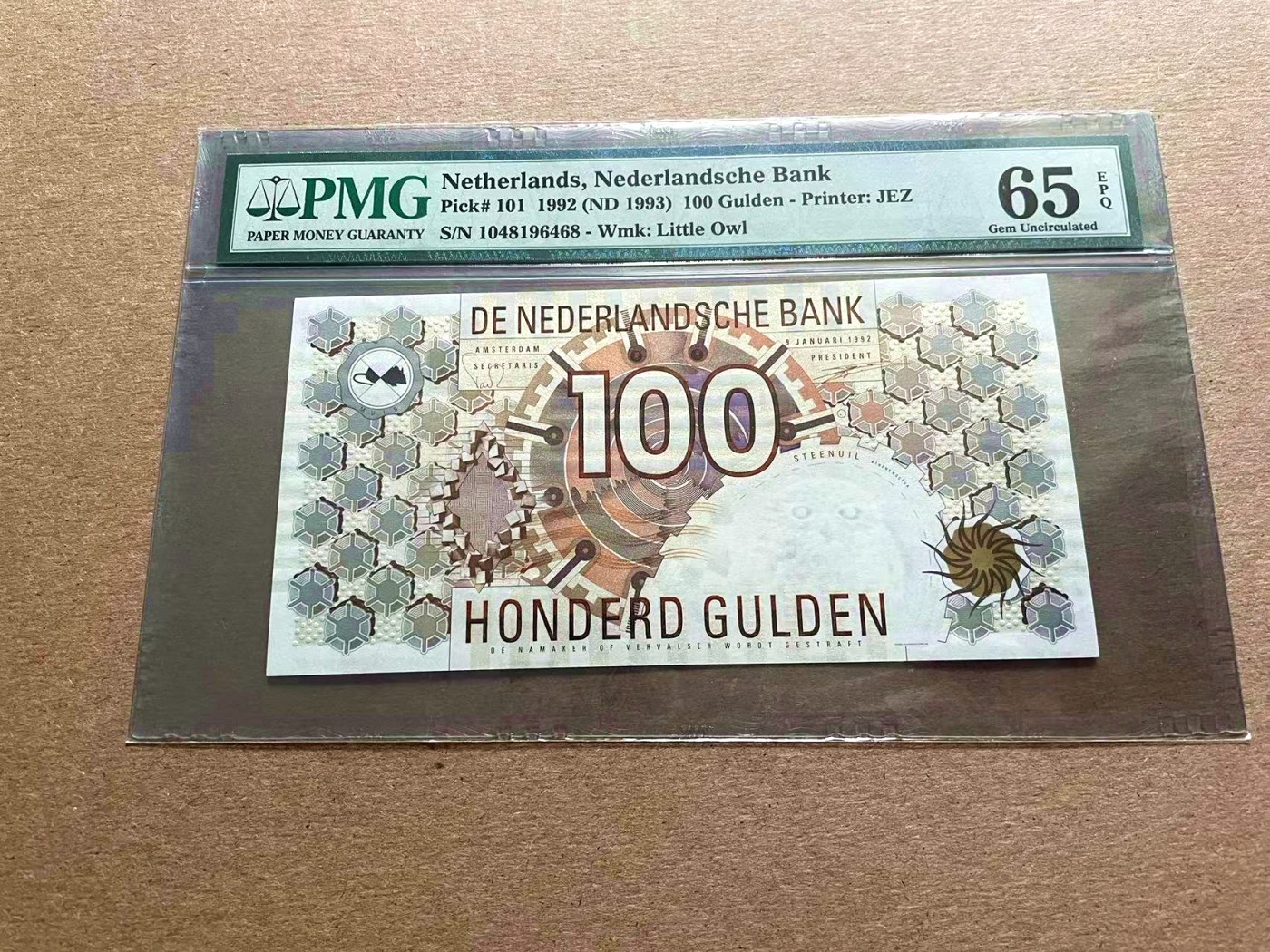 【Blue Auction】✨世界纸币精拍第399期【精】 荷兰 1993年100盾 PMG65EPQ 
