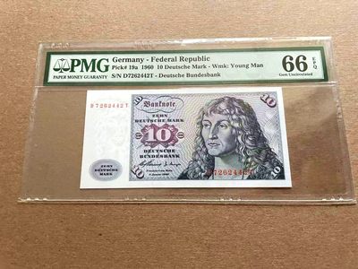 【Blue Auction】✨世界纸币精拍第399期【精】 【初版】德国 1960年10马克 PMG66EPQ 