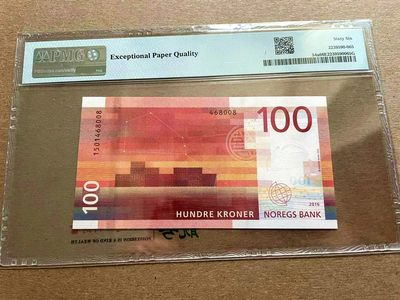 【Blue Auction】✨世界纸币精拍第399期【精】 挪威 2016年100克朗 PMG66EPQ 