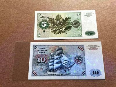 【Blue Auction】✨世界纸币精拍第399期【精】 【一组2张 包含无47】德国 1970-80年5-10马克 全新UNC