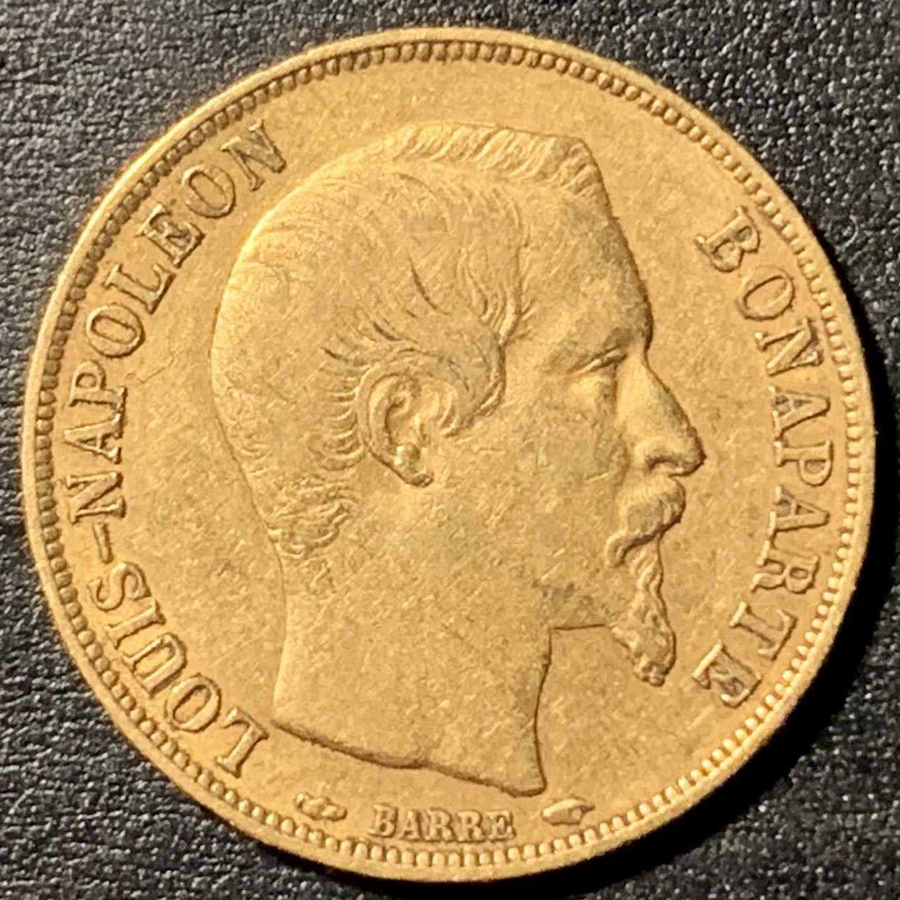 紫瑗钱币——第326期拍卖 法国 1852年 A版 拿破仑三世 光头 20法郎 6.45克 0.9金