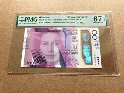 【Blue Auction】✨世界纸币精拍第399期【精】 【无47】直布罗陀 2017年100镑 女王 纪念钞 PMG67EPQ 