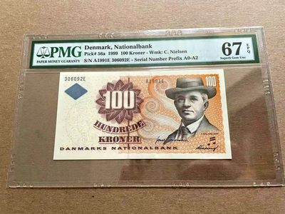 【Blue Auction】✨世界纸币精拍第399期【精】 【无47】丹麦 1999年100克朗 PMG67EPQ 