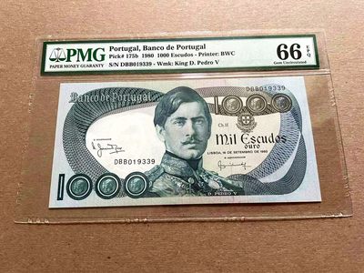 【Blue Auction】✨世界纸币精拍第399期【精】 【无47】葡萄牙 1980年1000埃斯库多 PMG66EPQ BWC出品 
