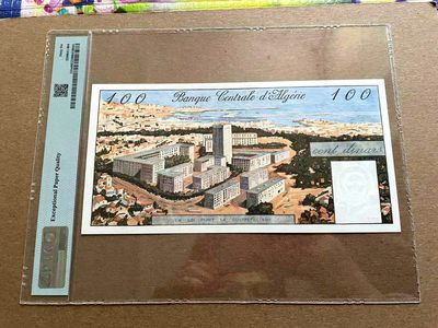 【Blue Auction】✨世界纸币精拍第399期【精】 阿尔及利亚 1964年100第纳尔 大船 超大票幅 PMG66EPQ 