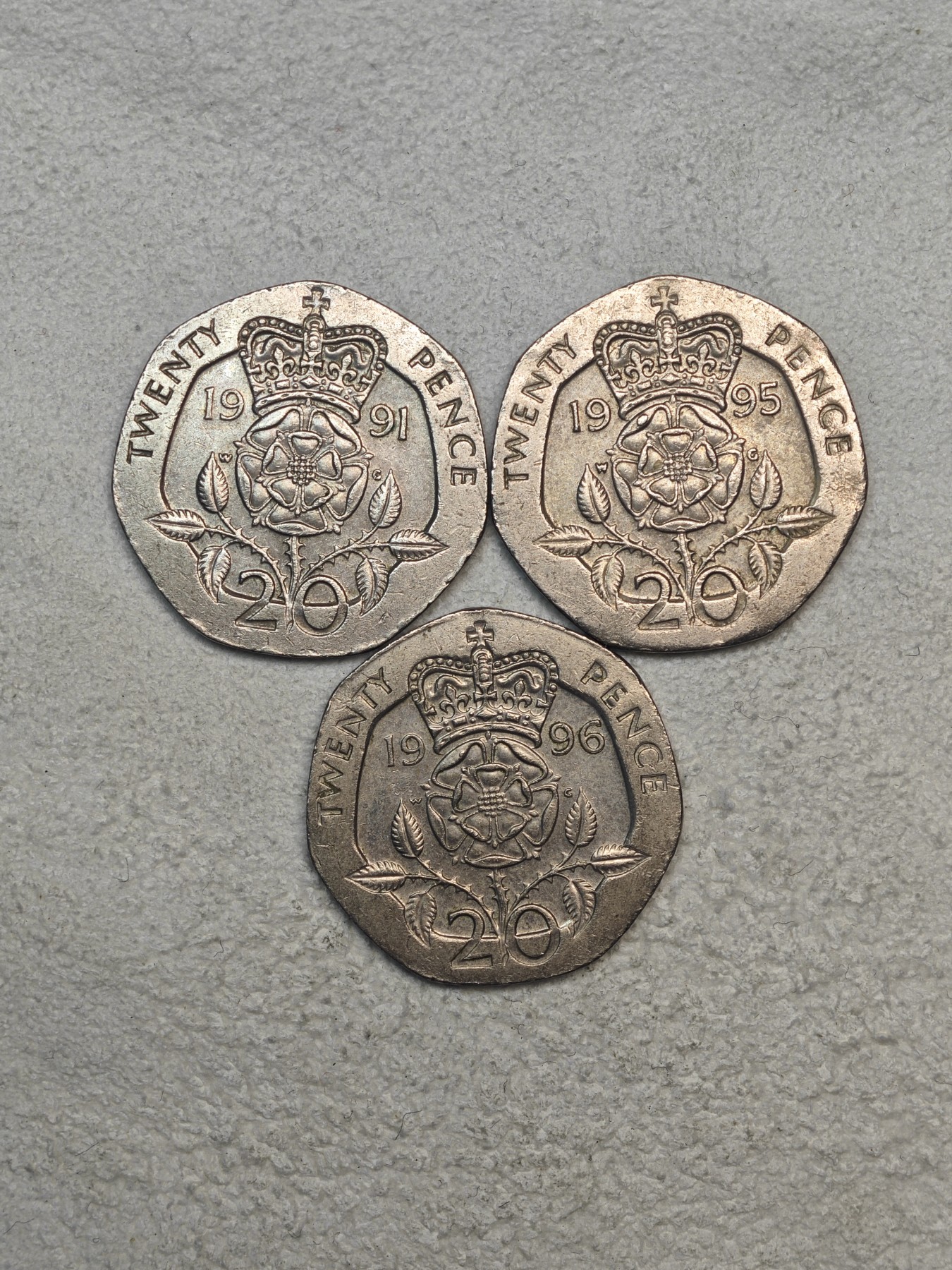 外国硬币收藏店第3期 英国玫瑰多边形20便士3枚