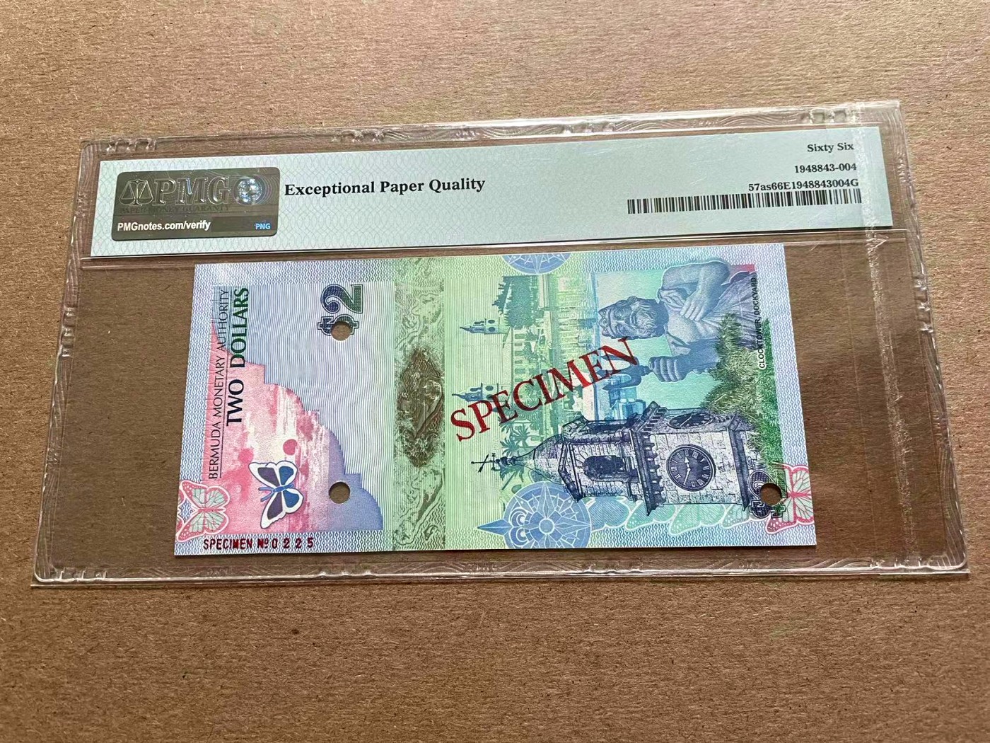 【Blue Auction】✨世界纸币精拍第399期【精】 【获奖钞 洋葱冠样钞】百慕大 2009年2元 PMG66EPQ 蓝鸟