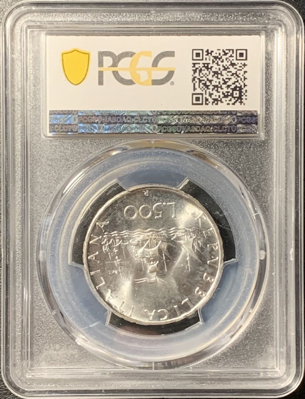 紫瑗钱币——第326期拍卖 意大利 1966年 少女与帆船 500里拉 银币 PCGS MS65