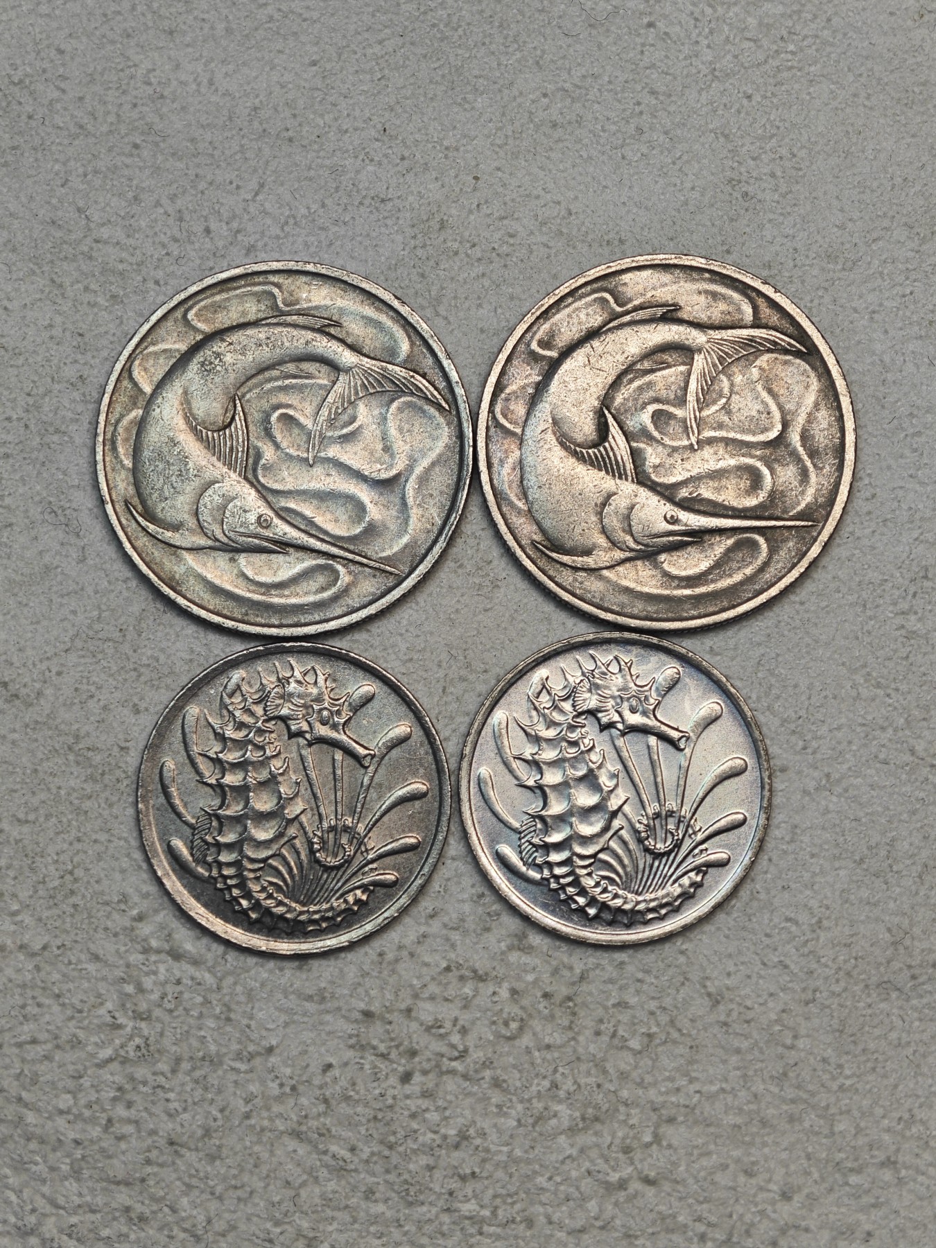 外国硬币收藏店第3期 新加坡老版20分、10分共4枚